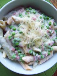 Penne met erwtjes